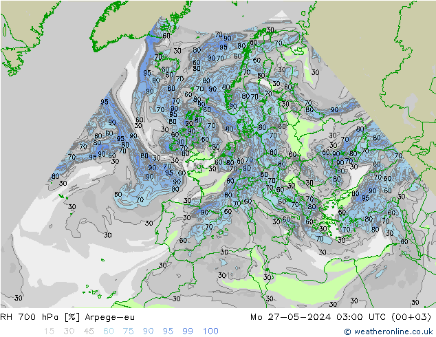 700 hPa Nispi Nem Arpege-eu Pzt 27.05.2024 03 UTC