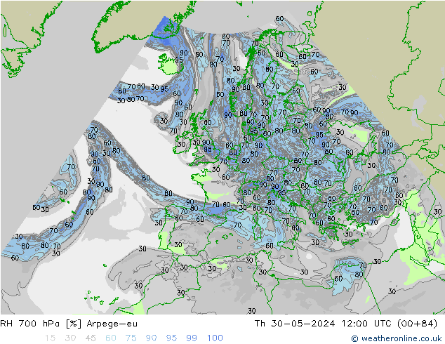 700 hPa Nispi Nem Arpege-eu Per 30.05.2024 12 UTC