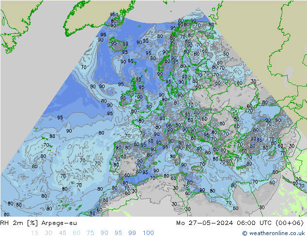 RH 2m Arpege-eu Seg 27.05.2024 06 UTC