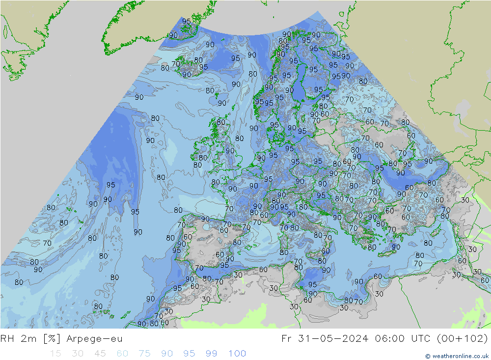 RH 2m Arpege-eu Fr 31.05.2024 06 UTC