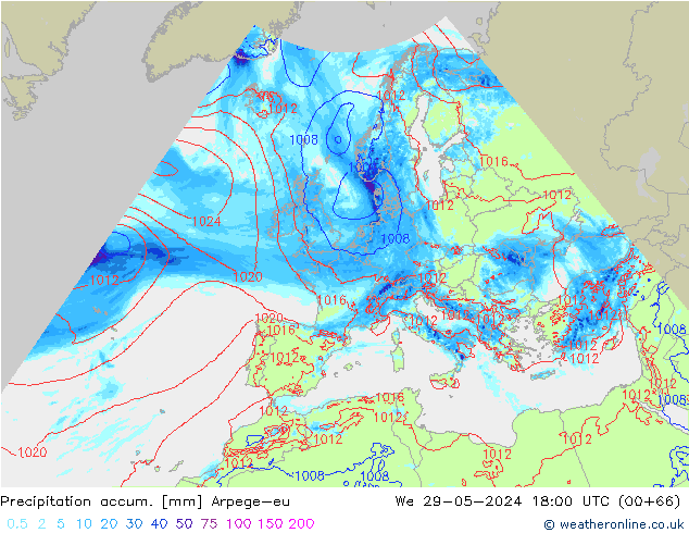 Toplam Yağış Arpege-eu Çar 29.05.2024 18 UTC