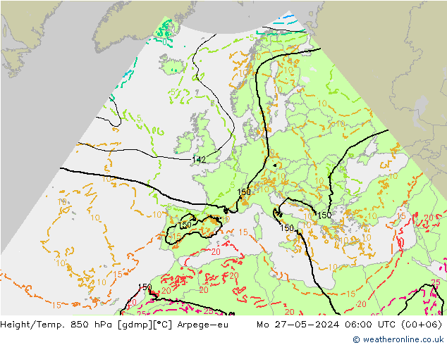 Hoogte/Temp. 850 hPa Arpege-eu ma 27.05.2024 06 UTC