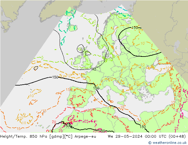 Yükseklik/Sıc. 850 hPa Arpege-eu Çar 29.05.2024 00 UTC