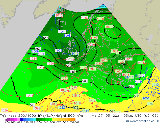 Thck 500-1000hPa Arpege-eu Mo 27.05.2024 03 UTC