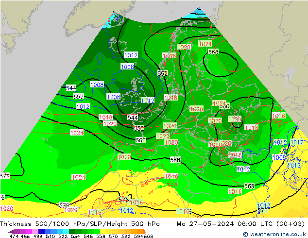 500-1000 hPa Kalınlığı Arpege-eu Pzt 27.05.2024 06 UTC