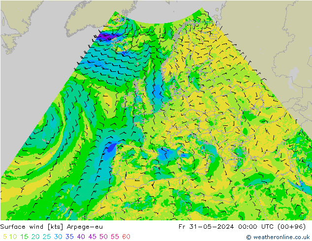 Vent 10 m Arpege-eu ven 31.05.2024 00 UTC