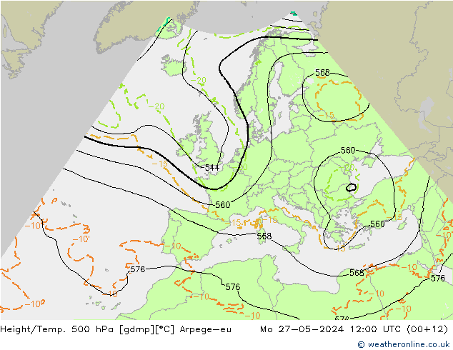 Géop./Temp. 500 hPa Arpege-eu lun 27.05.2024 12 UTC