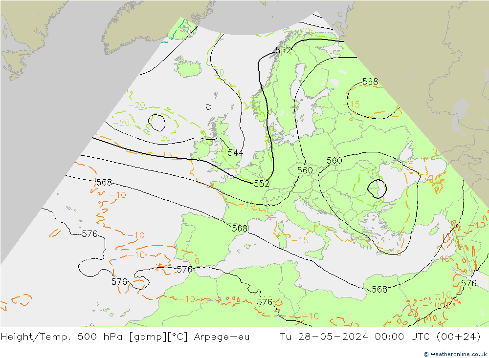 Géop./Temp. 500 hPa Arpege-eu mar 28.05.2024 00 UTC