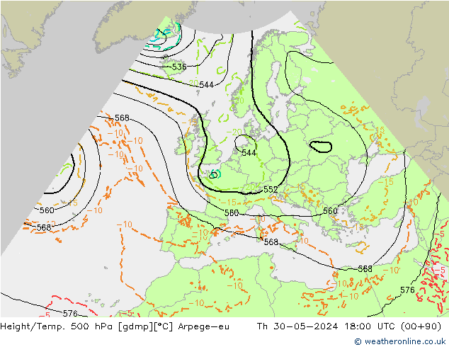 Height/Temp. 500 hPa Arpege-eu Do 30.05.2024 18 UTC