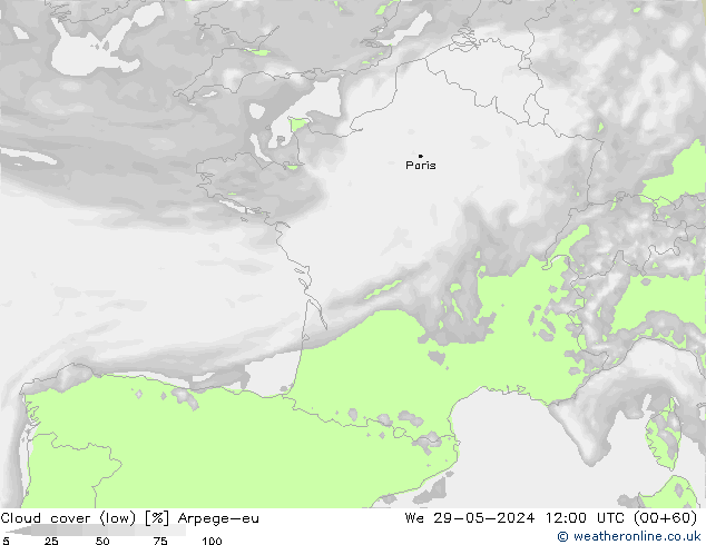 Bulutlar (düşük) Arpege-eu Çar 29.05.2024 12 UTC