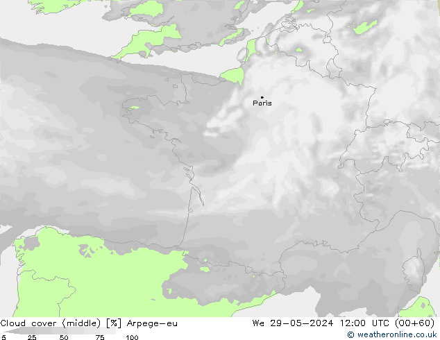 zachmurzenie (środk.) Arpege-eu śro. 29.05.2024 12 UTC