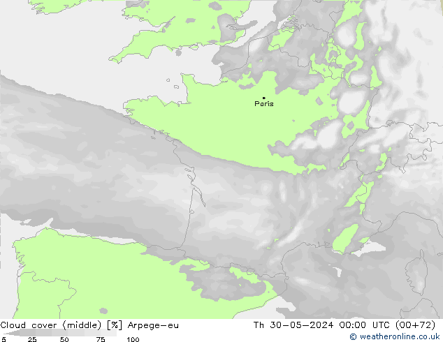 Nubi medie Arpege-eu gio 30.05.2024 00 UTC