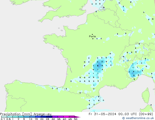 Neerslag Arpege-eu vr 31.05.2024 03 UTC