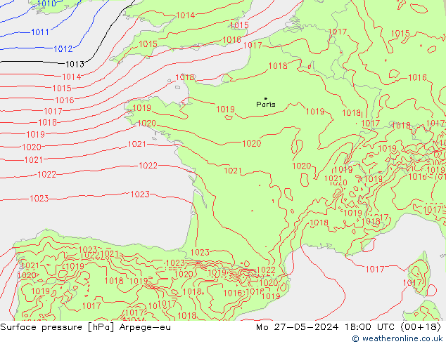 Presión superficial Arpege-eu lun 27.05.2024 18 UTC