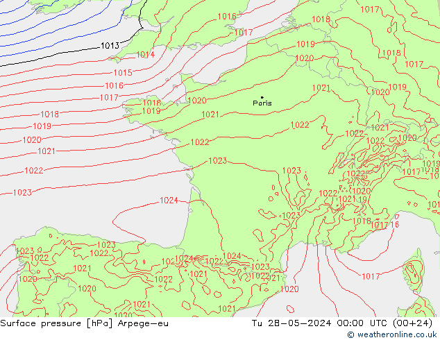 pression de l'air Arpege-eu mar 28.05.2024 00 UTC