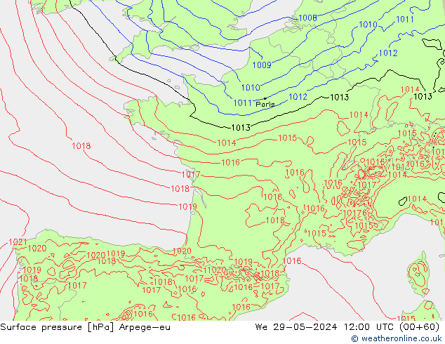 ciśnienie Arpege-eu śro. 29.05.2024 12 UTC