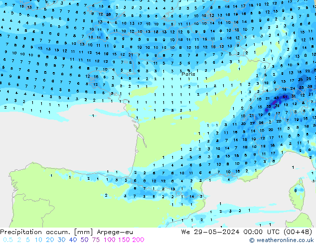 Precipitation accum. Arpege-eu Qua 29.05.2024 00 UTC