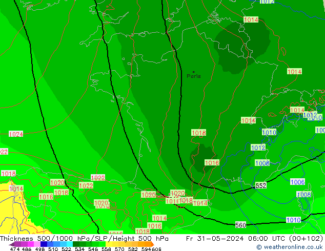 Thck 500-1000hPa Arpege-eu Sex 31.05.2024 06 UTC