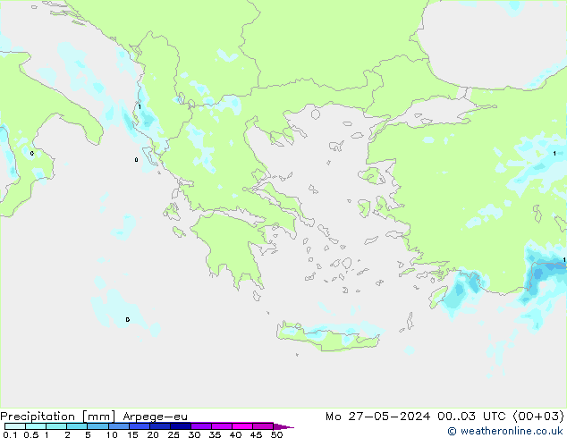 Precipitation Arpege-eu Mo 27.05.2024 03 UTC