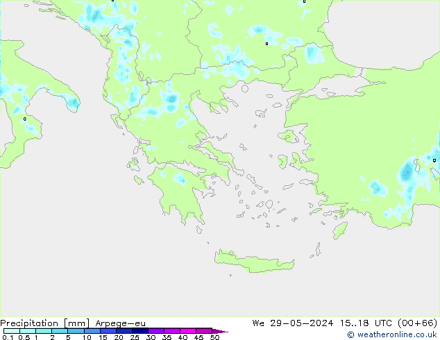 Précipitation Arpege-eu mer 29.05.2024 18 UTC