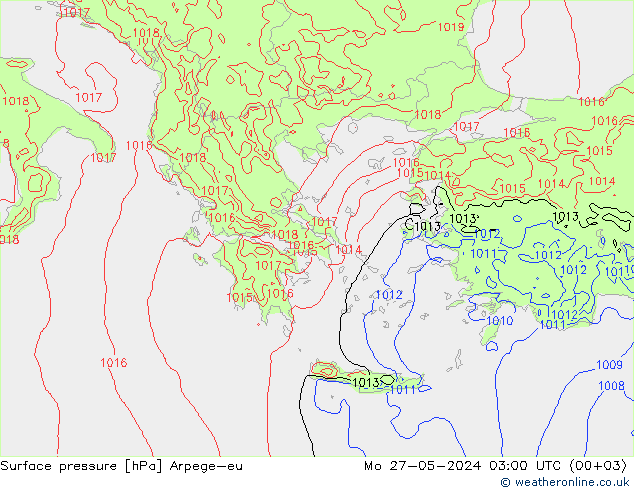 приземное давление Arpege-eu пн 27.05.2024 03 UTC