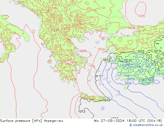 Presión superficial Arpege-eu lun 27.05.2024 18 UTC