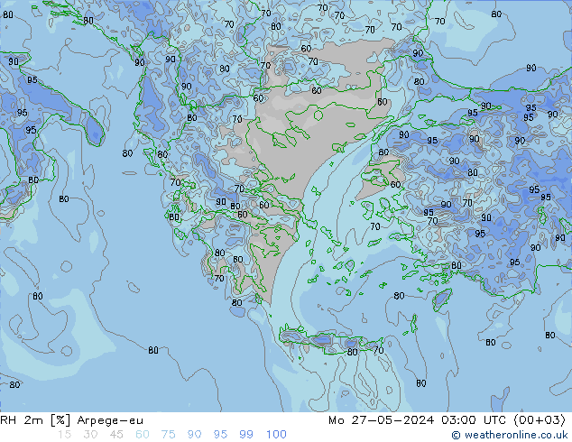 RH 2m Arpege-eu Mo 27.05.2024 03 UTC