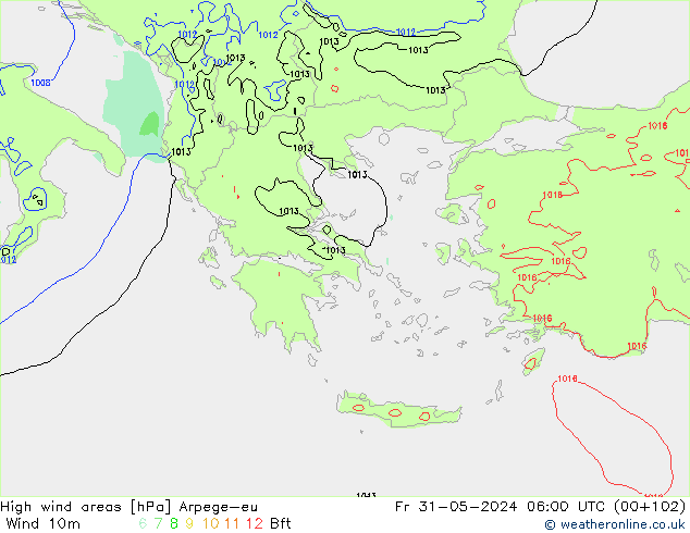 High wind areas Arpege-eu Fr 31.05.2024 06 UTC