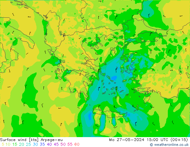 Wind 10 m Arpege-eu ma 27.05.2024 15 UTC