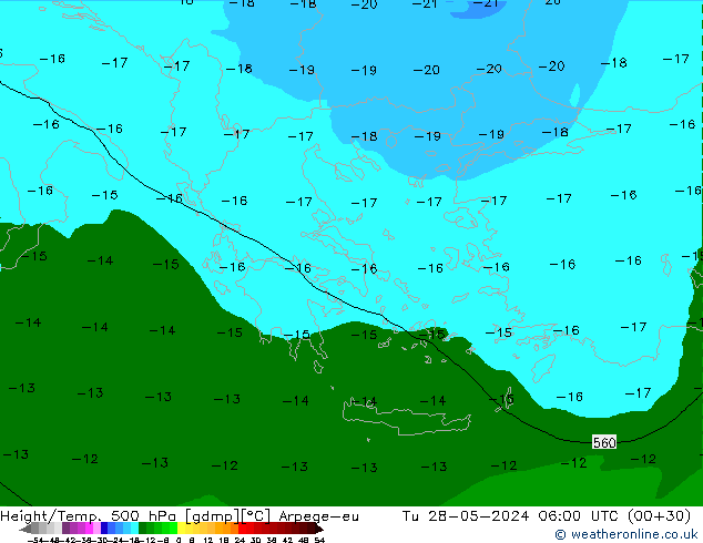 Height/Temp. 500 hPa Arpege-eu wto. 28.05.2024 06 UTC