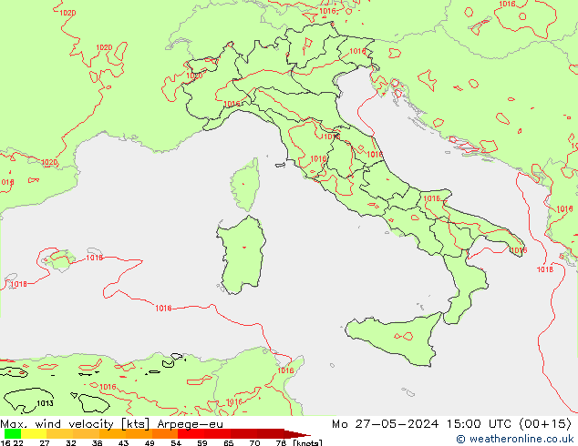 Max. wind snelheid Arpege-eu ma 27.05.2024 15 UTC