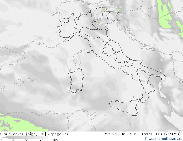 Bewolking (Hoog) Arpege-eu wo 29.05.2024 15 UTC