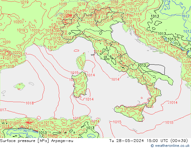 Surface pressure Arpege-eu Tu 28.05.2024 15 UTC