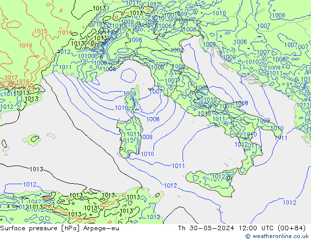 Surface pressure Arpege-eu Th 30.05.2024 12 UTC