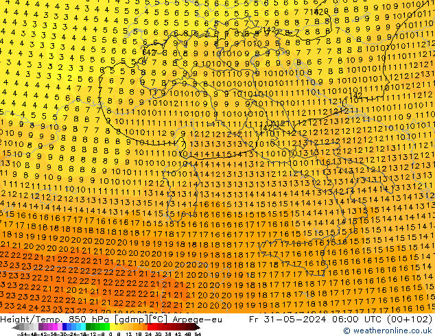 Height/Temp. 850 hPa Arpege-eu Fr 31.05.2024 06 UTC