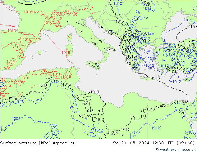 Presión superficial Arpege-eu mié 29.05.2024 12 UTC