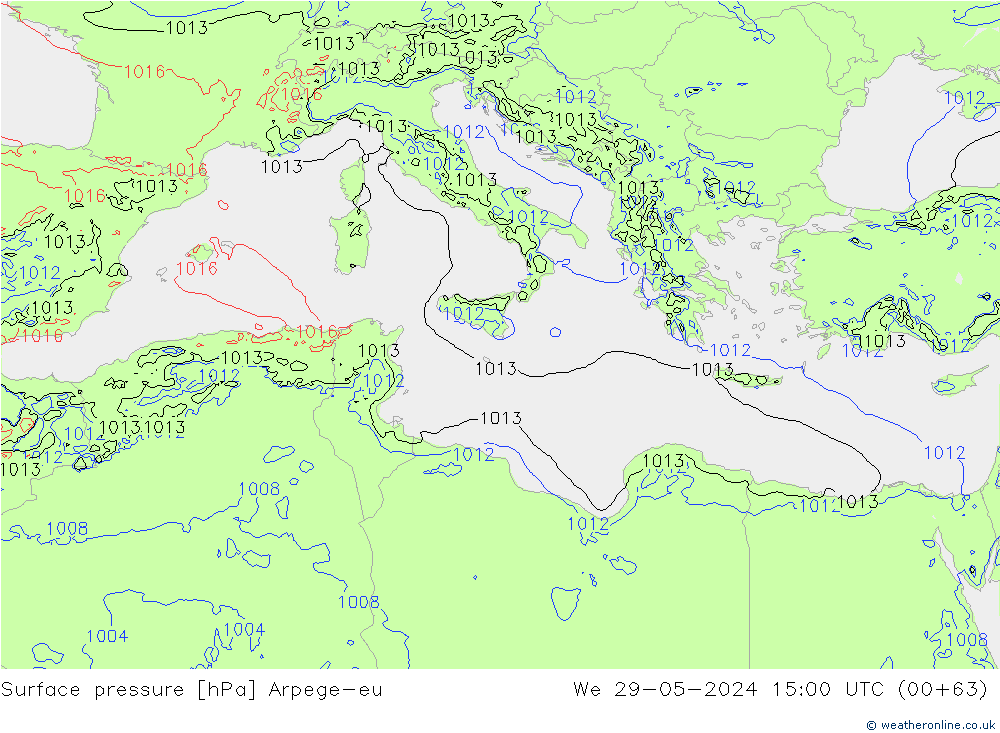 Luchtdruk (Grond) Arpege-eu wo 29.05.2024 15 UTC