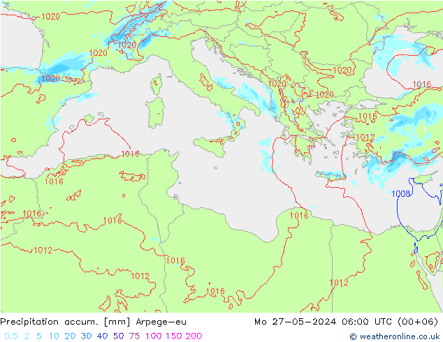Precipitation accum. Arpege-eu пн 27.05.2024 06 UTC