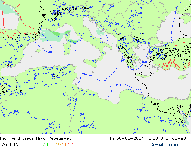 Windvelden Arpege-eu do 30.05.2024 18 UTC