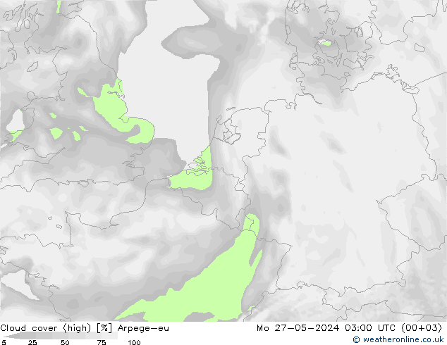 vysoký oblak Arpege-eu Po 27.05.2024 03 UTC
