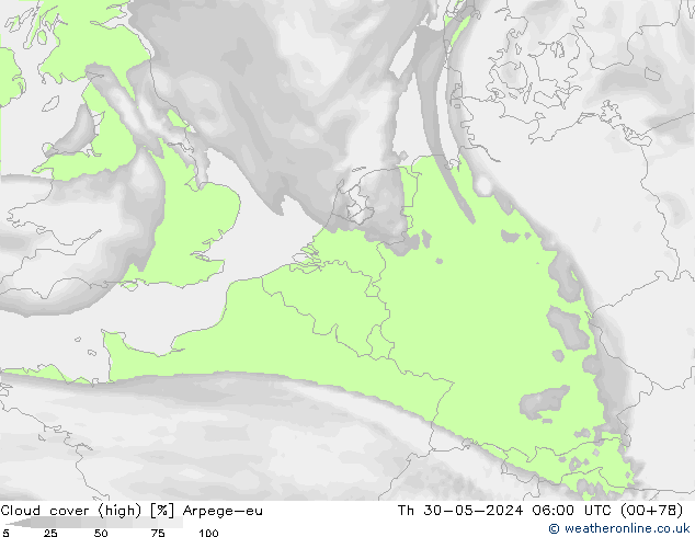 nuvens (high) Arpege-eu Qui 30.05.2024 06 UTC