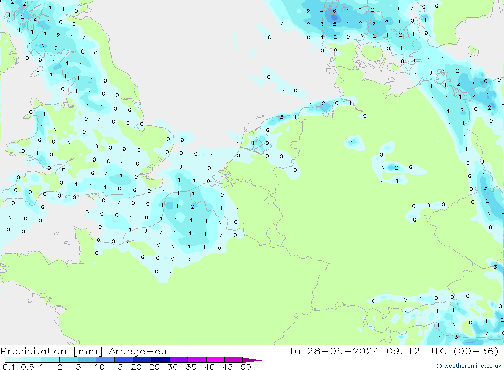 Precipitazione Arpege-eu mar 28.05.2024 12 UTC