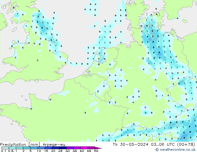 precipitação Arpege-eu Qui 30.05.2024 06 UTC