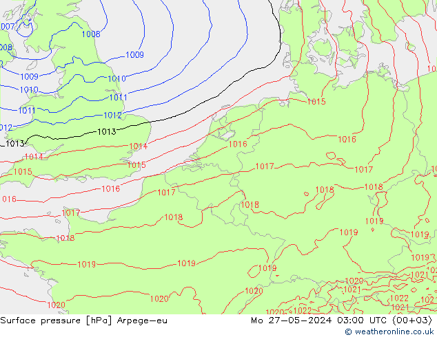 Bodendruck Arpege-eu Mo 27.05.2024 03 UTC