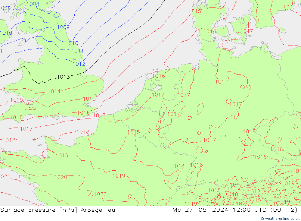 Presión superficial Arpege-eu lun 27.05.2024 12 UTC