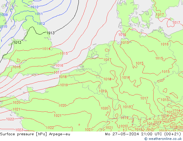 приземное давление Arpege-eu пн 27.05.2024 21 UTC