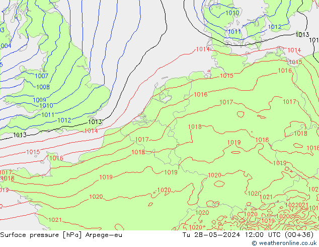 Pressione al suolo Arpege-eu mar 28.05.2024 12 UTC