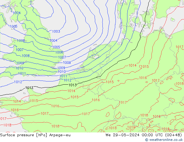 Surface pressure Arpege-eu We 29.05.2024 00 UTC