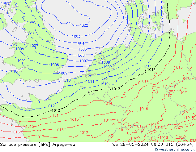 pression de l'air Arpege-eu mer 29.05.2024 06 UTC