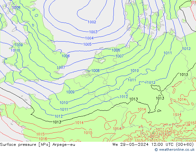 Surface pressure Arpege-eu We 29.05.2024 12 UTC